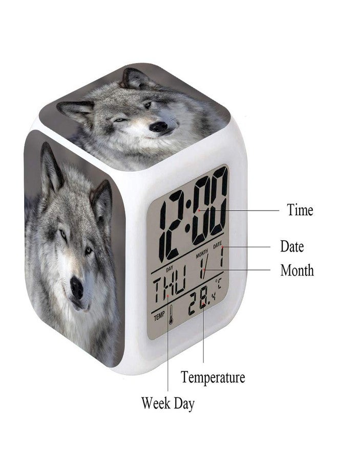 Cointone Led Alarm Clock Wolf Design Creative Desk Table Clock Glowing Electronic Colorful Digital Alarm Clock for Unisex Adults Kids Toy Birthday Present - Image 4